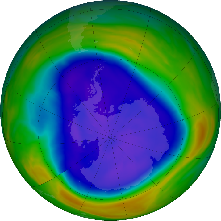Antarctic ozone map for 17 September 2023